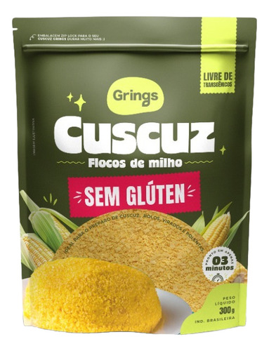 Cuscuz Flocos De Milho Sem Gluten Não Transgênico 300 Grings