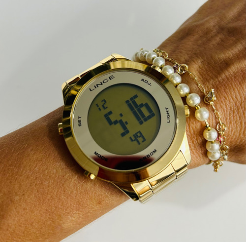 Relógio Feminino Digital Lince Dourado Sdph037l Frete Gratis