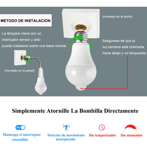 Foc0 Led 9w Con Sensor De Movimiento Color De La Luz Blanco