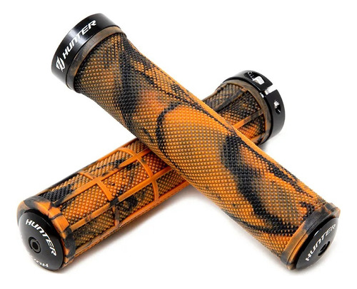 Puños Bicicleta Hunter Grips Abrazadera Aluminio Side Lock Color Naranja