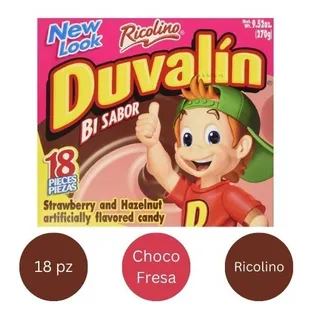 Duvalin Choco Fresa 18 Piezas Bi Sabor Dulce Fiesta Niños