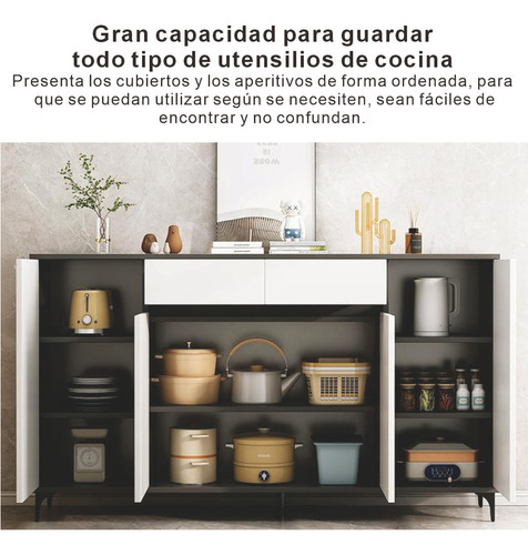 Aparador De Comoda Cocina Cajoneras Blanco De Madera Moderno