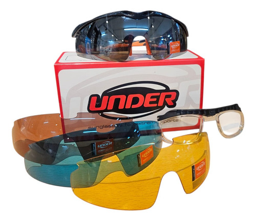 Under Anteojo De Sol Cat 3 Cristales Retractiles + 3 Cambios Océano Negro Negro