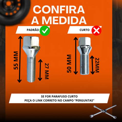 Jogo De 16 Parafusos Cromado Roda Fiat Palio Fire Aro 13/14