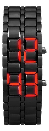 Reloj Hombre Led Samurai Binario Digital Correa De Metal