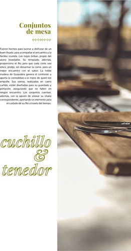 Imagen 9 de 9 de Conjunto Artesanal Cuchillo Tenedor Y Chaira De Mesa 11x3