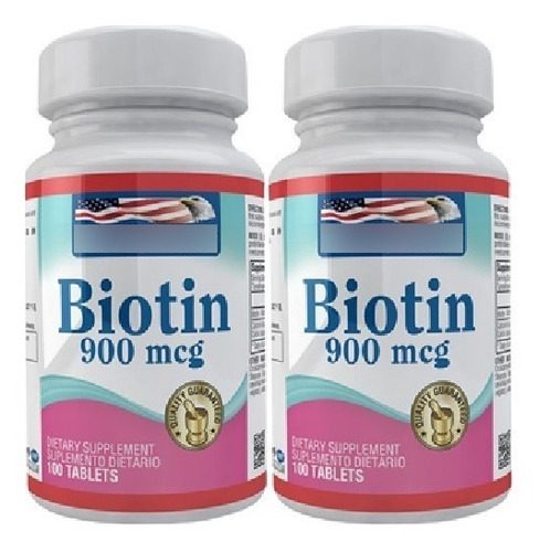 2 Biotina 900mcg 100 Caplets - Unidad a $860