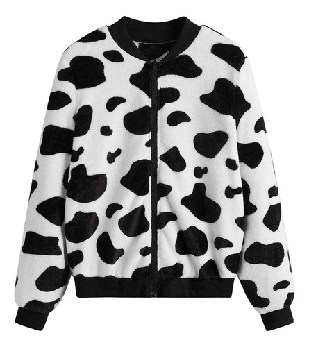 Abrigo Estampado A La Moda De Vaca Para Mujer, Manga Larga,