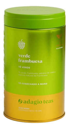 Adagio Teas Verde Frambuesa Tin 70 Grs