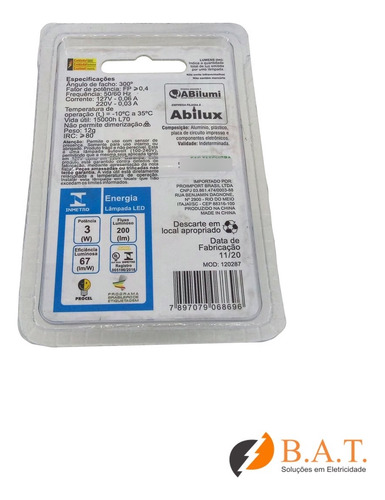 Lâmpada Led Bipino G9 3w 3000k