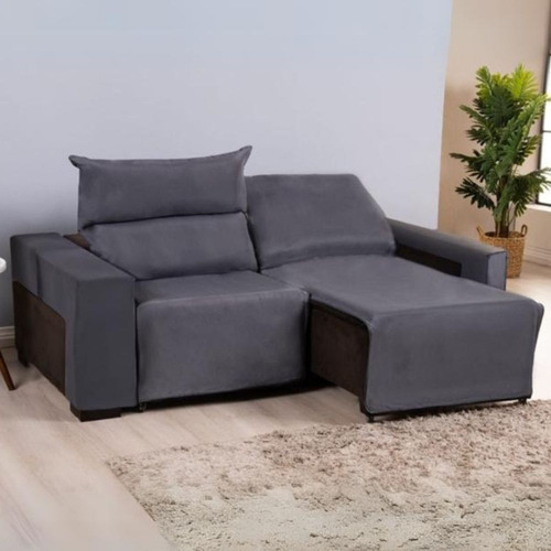 Presente De Natal Capa Sofá Retrátil 2 Lugares Elastex Nobre Cor 1,00m - Cinza Liso
