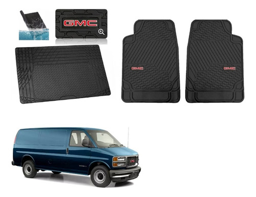 Par Tapetes Logo + Cajuela Gmc Savana 1990 - 2000 2001 2002 Negro