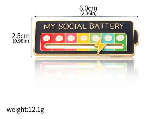 Broche Esmaltado Negro P My Social Battery 7 Moods, 10 Unida