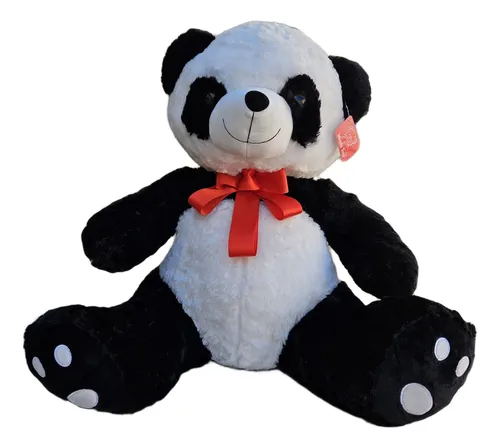 Oso Panda Grande Peluche Moño Rojo Woody Toys 60cm