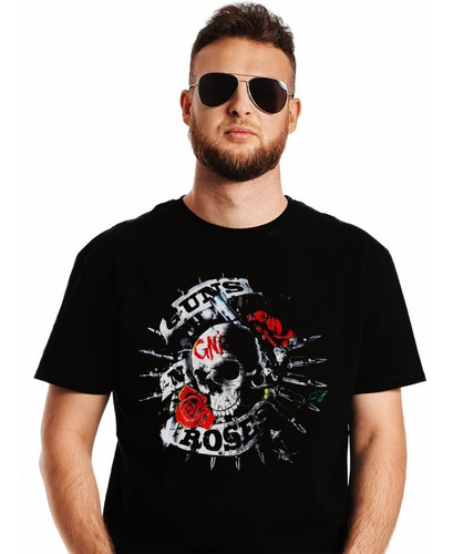 Polera Guns N Roses Skull Con Balas Rock Impresión Directa