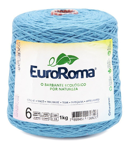 Barbante Euroroma Colorido 0901- Azul Piscina N.6 1kg