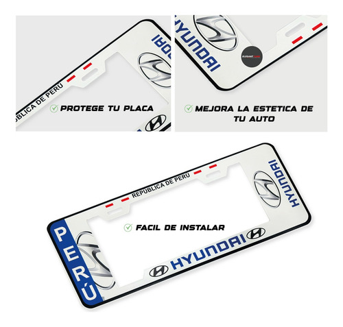 Portaplaca Estilo Europeo Universal Hyundai 2pcs