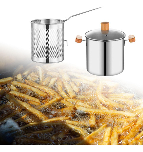 304 Pote De Fritadeira Em Aço Inoxidável Alça Dupla