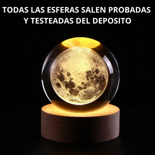 Esfera 3d Lampara De Cristal Led Luz De Noche Regalo Adorno Cristal Luna Mágica
