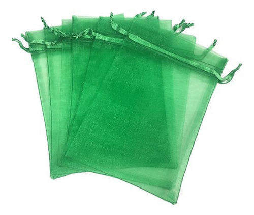 100 Bolsas De Hilo De Perlas, Bolsas De Organza, Color Verde