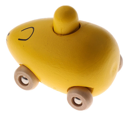 Carro De Madeira Rato Chocalho Crianças Brinquedos Amarelo