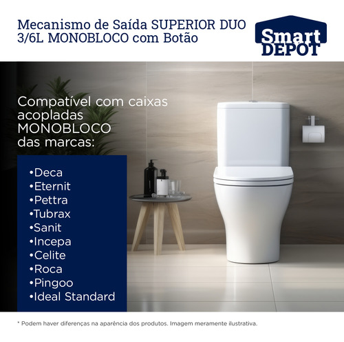 Mecanismo Monobloco De Saída Duplo 3/6l Universal Com Botão