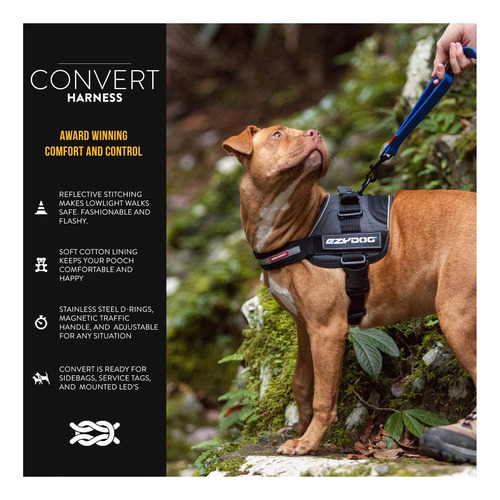 Arnés De Perro Listo Para El Sendero Ezydog Convert, Carbón) Carbón.
