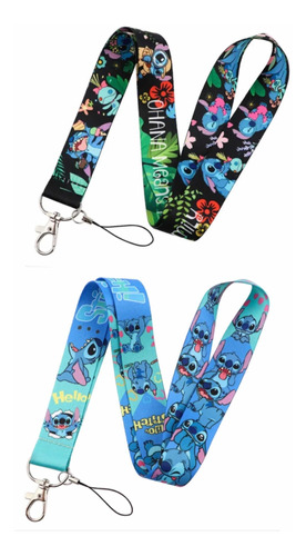 Pack 2 Lanyard Porta Credencial Nuevos De Lilo Stitch Disney