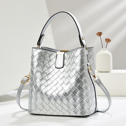 Bolsa Tejida De Moda, Tipo Cubo, Versátil Y Casual