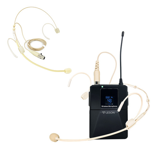 Microfone Sem Fio Leson Ls961 Headset Bege Omnidirecional 48