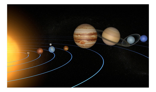 Adesivo Mapa Sistema Solar Planeta Céu Parede 120x70cm M70