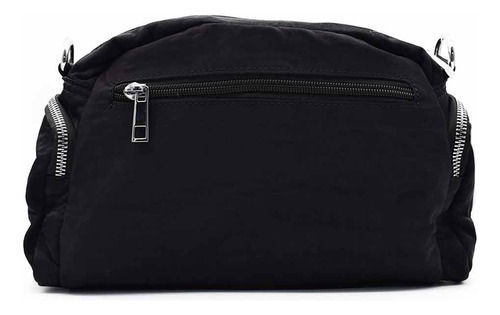 Bandolera Mujer Urbana Nylon Multifunción Correa Ajustable Negro Lisa Níquel Negro