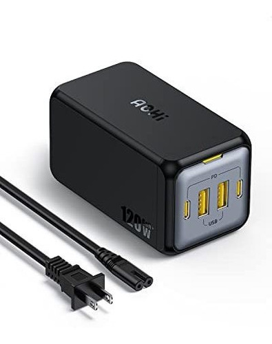 Cargador Multiple Aohi 120w Usb-c 4 Puertos Compacto -negro