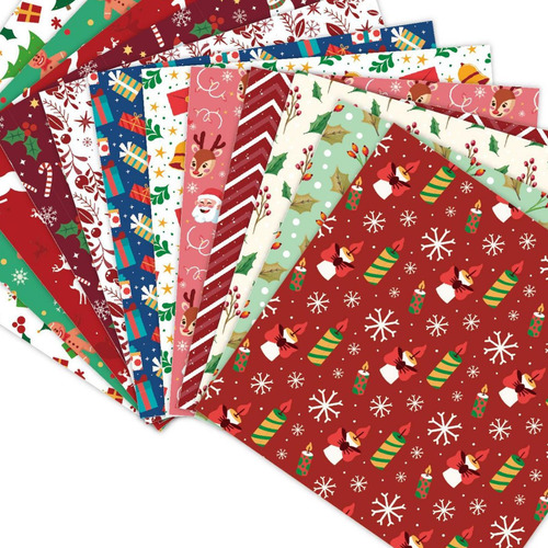 3 X 12 Piezas De Papel De Regalo Navideño, Papel De Álbum