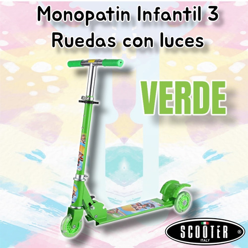 Imagen 2 de 8 de Monopatin Infantil 3 Ruedas Con Luces Marca Scooter Plegable