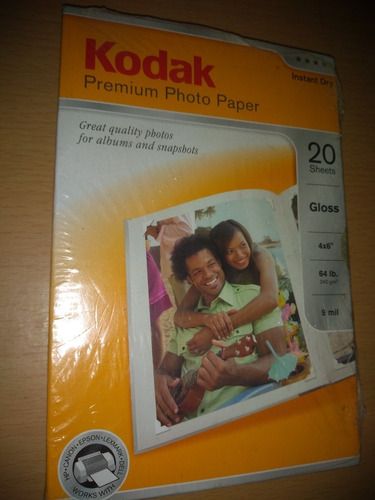 Kodak Premium Photo Paper 20 Sheets 4x6 Pulgadas Pack 