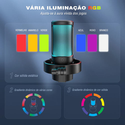 Microfone Gamer Fifine A8 Ampligame Rgb Usb Preto Ps4 Ps5 Preto