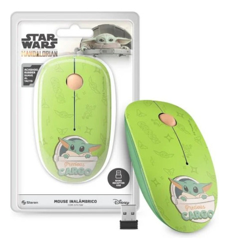 Mouse Inalámbrico Edición Especial Star Wars Mandalorian Color Verde Claro