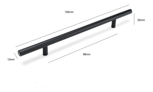 Imagem 2 de 6 de Puxador Móveis Haste Redonda Inox Preto 96mm - 12mm Kit2
