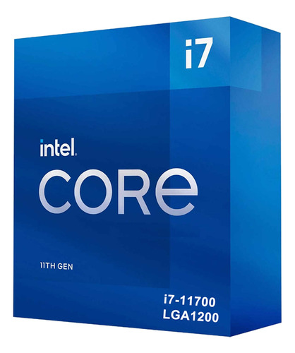 Procesador gamer Intel Core i7-11700 BX8070811700  de 8 núcleos y  4.9GHz de frecuencia con gráfica integrada