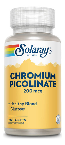 Picolinato De Cromo Solaray 200 Mcg | 100 Unidades