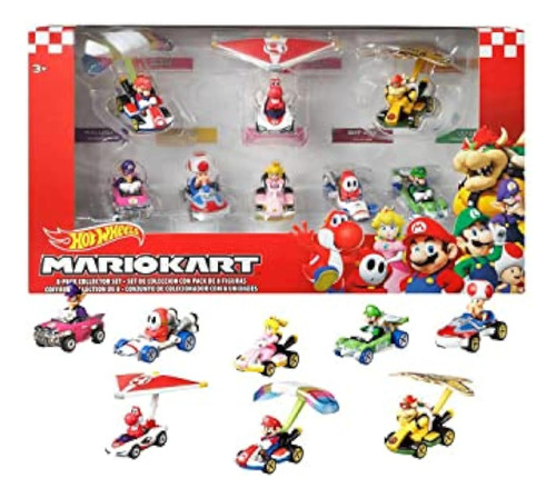 Diecast Hotwheels Mario Kart Cars 8 Pack [juego De Colección