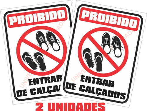 Imagem 1 de 6 de 2 Adesivo Proibido Entrar De Com Calçados Sapatos 15cmx20cm