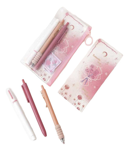 Set 3 Lapices Con Estuche Rosado Mas Accesorio Regalo