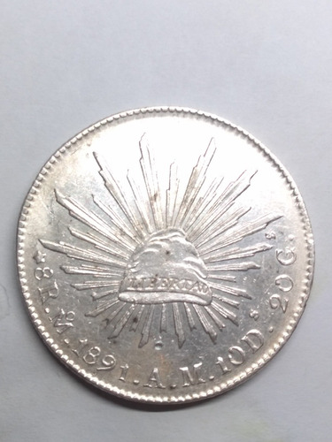 Moneda 8 Reales Año 1891 Plata 900 Ceca M Ciudad De México 