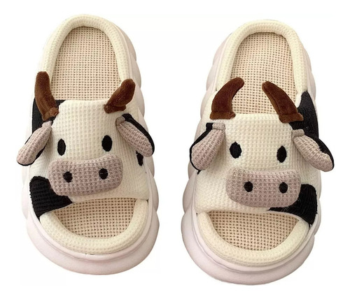 Lindas Pantuflas De Vaca Para Mujer Hogar Interior Y Exterio