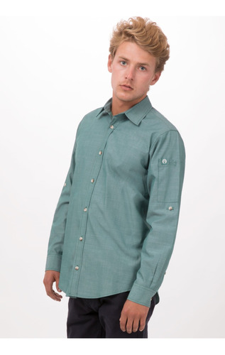 Camisa Chef Works Modelo Chambray Verde Menta (caballero)