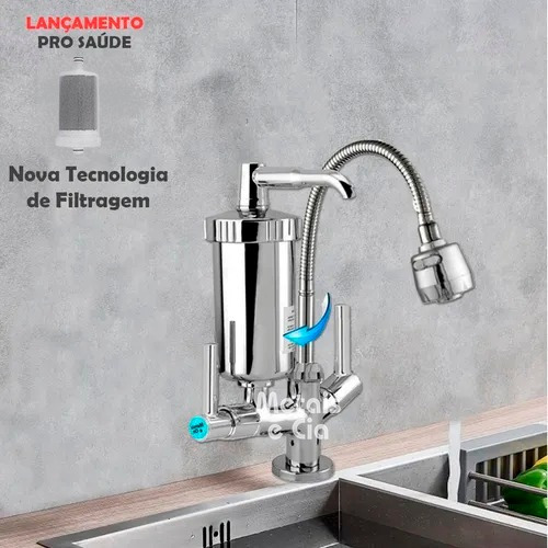 Imagem 6 de 11 de Torneira Metal Inox Filtro Gourmet Pia Mesa Cozinha Bancada