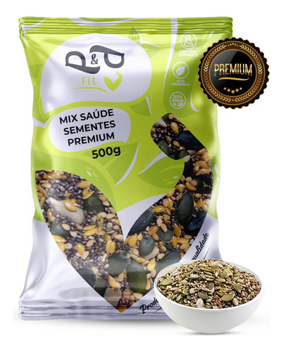 Mix Sementes Premium Chia Girassol Abobora Linhaça 500g P&p