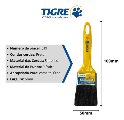 Trincha Média 2 Polegadas Tigre - Filamento Sintético